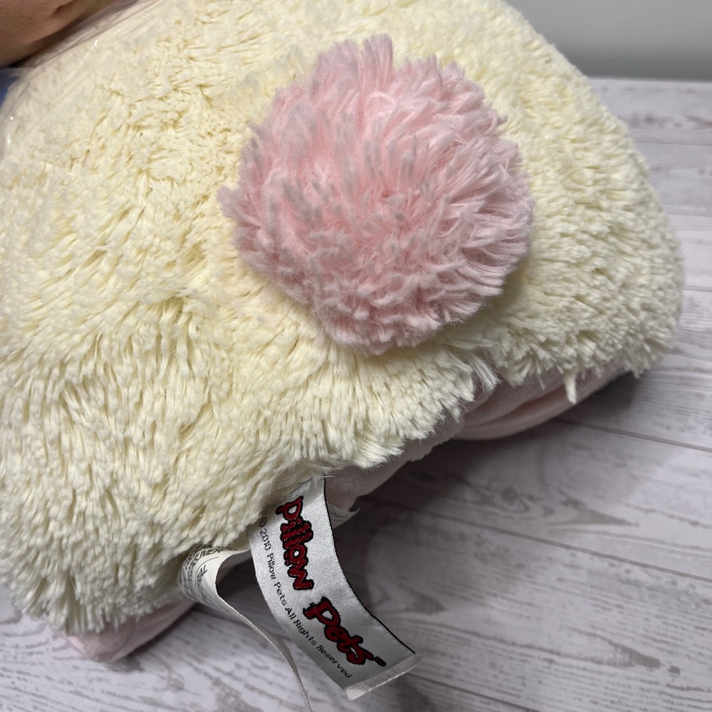 Pillow Pets Thumpy Bunny Rabbit Plush Cream Pink Polka Dot Ears Stuffed Toy - Picture 12 of 13